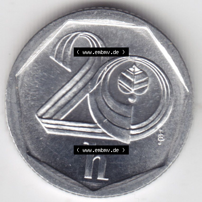 Münzen Tschechische Republik / Tschechin Eurovorläufer, Umlaufmünze vor Euroeinführung 1998-2004, 20 h, 20 Heller 1998 (2) Sammlung