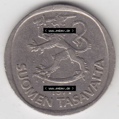 Münzen Finnland / SUOMI Eurovorläufer, Umlaufmünze vor Euroeinführung 1969-1993, 1 Markka. Rückseite einer Münze aus Finnland SUOMI in Europa als Digitales... Sammlung