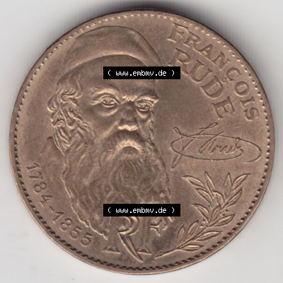 Münzen Frankreich Eurovorläufer, Umlaufmünze vor Euroeinführung 1984-1984, 10 Francs Francois Rude. Vorderseite einer Münze... Sammlung