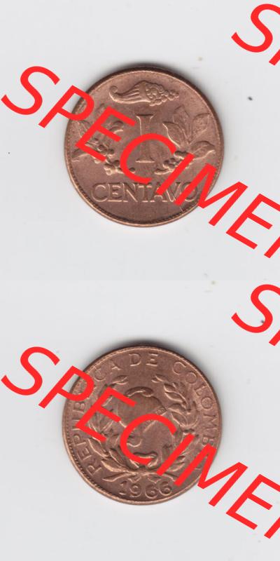 Münzen aus Amerika Kolumbien / Columbia Umlaufmünze 1966, 1 I Centavo (4) Sammlung