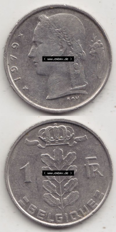 Münzen Belgien Eurovorläufer, Umlaufmünze vor Euroeinführung 1950-1988, 1 Francs-Franken 1979 Belgique (4) Sammlung