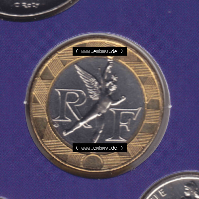 Münzen Frankreich Eurovorläufer, Umlaufmünze vor Euroeinführung 2000, 10 Francs. Rückseite einer Münze aus Europa als Digitales... Sammlung