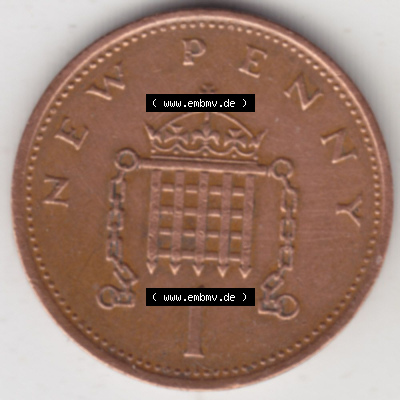 Münzen Großbritannien Eurovorläufer, Umlaufmünze vor Euroeinführung 1971-1981, 1 New Penny (1) Sammlung