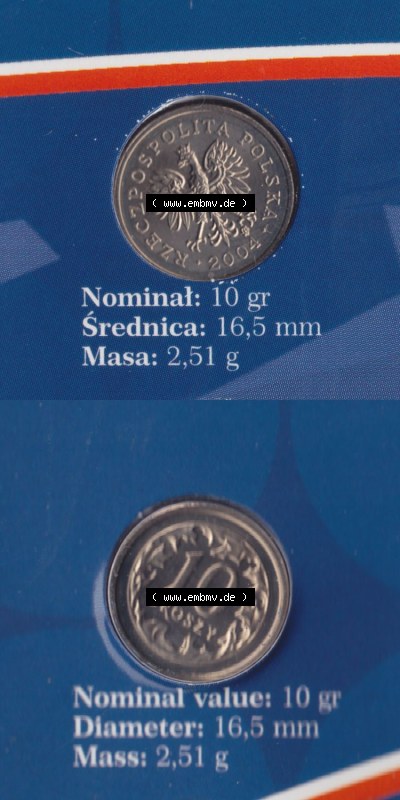 Münzen Polen / Polska Eurovorläufer, Umlaufmünze vor Euroeinführung 2004, 10 Groszy (4) Sammlung