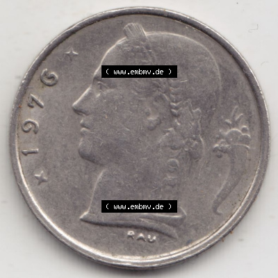 Münzen Belgien Eurovorläufer, Umlaufmünze vor Euroeinführung 1950-1988, 1 Francs-Franken 1976 II. Belgique (2) Sammlung