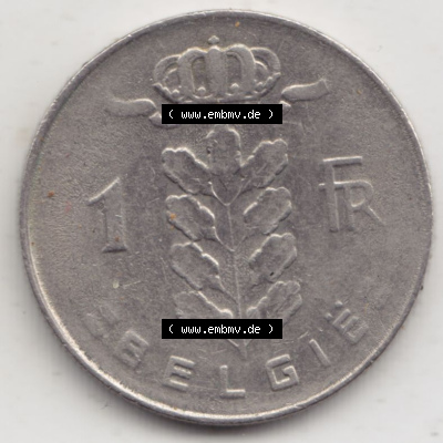 Münzen Belgien Eurovorläufer, Umlaufmünze vor Euroeinführung 1950-1988, 1 Francs-Franken 1977 Belgie (1) Sammlung