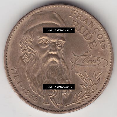Münzen Frankreich Eurovorläufer, Umlaufmünze vor Euroeinführung 1984-1984, 10 Francs Francois Rude. Vorderseite einer Münze aus Europa als Digitales Bild /... Sammlung