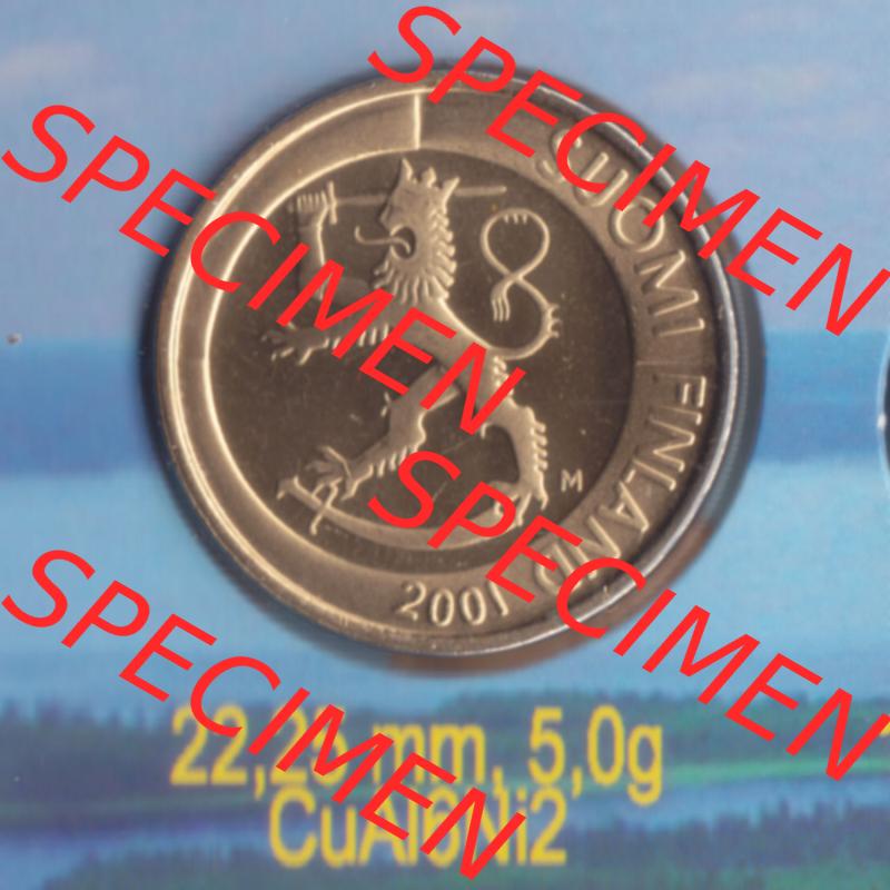 Münzen Finnland / SUOMI Eurovorläufer, Umlaufmünze vor Euroeinführung 2001, 1 Markka, Mark. Rückseite einer Münze aus Finnland SUOMI in Europa... Sammlung