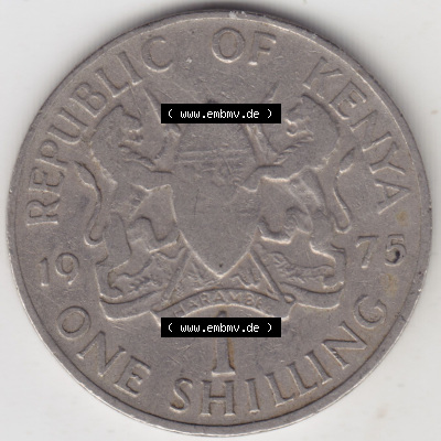 Münzen aus Afrika Kenia / Kenya Umlaufmünze 1969-1978, 1 One Shilling, Schilling 1975 (1) Sammlung