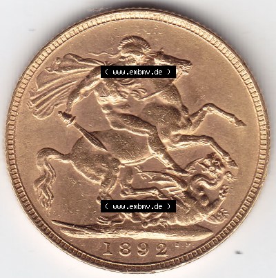 Münzen Großbritannien Eurovorläufer, Umlaufmünze vor Euroeinführung 1887-1892, 1 Pfund Sovereign Goldmünze in Gold 1892... Sammlung