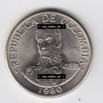 Münzen aus Amerika Kolumbien / Columbia Umlaufmünze 1980, 1 Peso (2) Sammlung