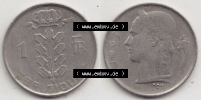 Münzen Belgien Eurovorläufer, Umlaufmünze vor Euroeinführung 1950-1988, 1 Francs-Franken 1967 Belgique (3) Sammlung