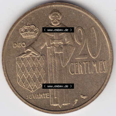 Münzen Monaco / Mu̍negu Eurovorläufer, Umlaufmünze vor Euroeinführung 1962-1995, 20 Centimes 1962 (2) Sammlung