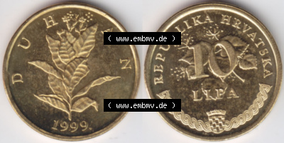 Münzen Kroatien Eurovorläufer, Umlaufmünze vor Euroeinführung 1993-2021, 5 Lipa 1999 (3) Sammlung