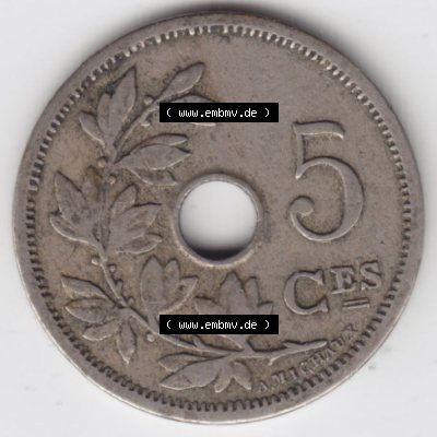Münzen Belgien Eurovorläufer, Umlaufmünze vor Euroeinführung 1904-1907, 5 Ces, Centimes Koninkrijk Belgie (2) Sammlung