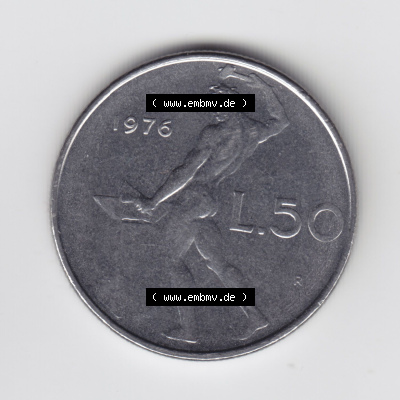 Münzen Italien / Italia Eurovorläufer, Umlaufmünze vor Euroeinführung 1954-1989, 50 Lira, bzw. Lire 1976 (2) Sammlung