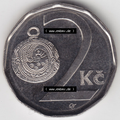 Münzen Tschechische Republik / Tschechin Eurovorläufer, Umlaufmünze vor Euroeinführung 1993-2013, 2 Kc, 2 Kronen 2002 (2) Sammlung
