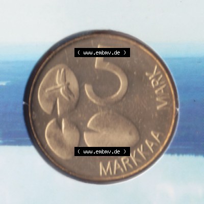 Münzen Finnland / SUOMI Eurovorläufer, Umlaufmünze vor Euroeinführung 2001, 5 Markkaa, Mark. Vorderseite einer Münze aus Finnland SUOMI in Europa als... Sammlung