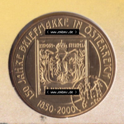 Münzen Österreich / Austria Eurovorläufer, Umlaufmünze vor Euroeinführung 2000-2000, 20 Schilling 150 Jahre Briefmarken (2) Sammlung