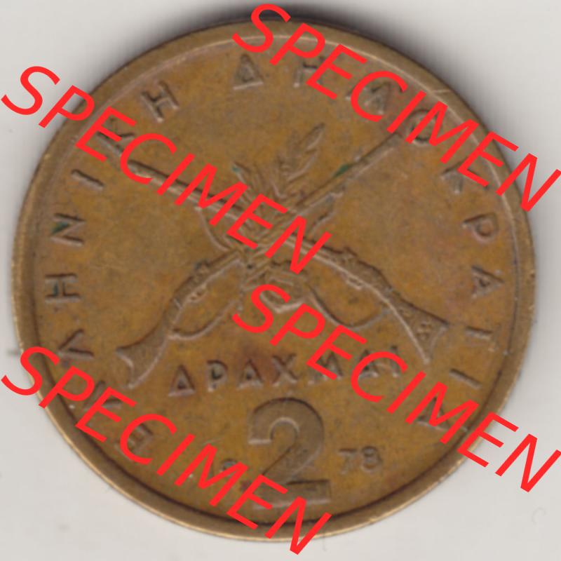 Münzen Griechenland Eurovorläufer, Umlaufmünze vor Euroeinführung 1976-1980, 2 Drachmen APAXMAI 1978. Vorderseite einer Münze aus Griechenland in Europa als... Sammlung
