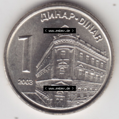 Münzen Serbien Eurovorläufer, Umlaufmünze vor Euroeinführung 2003-2004, 1 Dinar (2) Sammlung