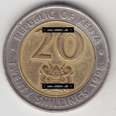 Münzen aus Afrika Kenia / Kenya Umlaufmünze 1998-1998, 20 Schilling - Shillings 1998 (1) Sammlung