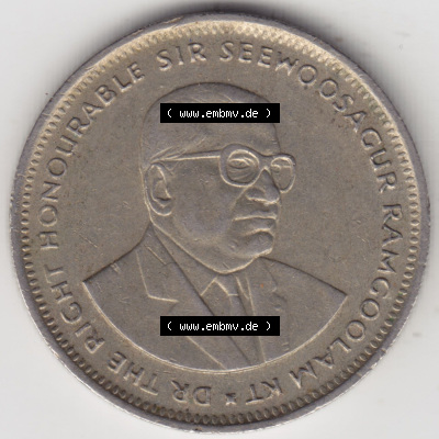 Münzen aus Afrika Mauritius Umlaufmünze 1987-2010, 1 Rupie, 1 Rupee 1990 (2) Sammlung