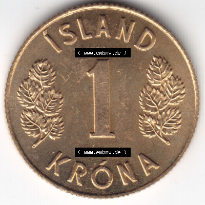 Münzen Island Eurovorläufer, Umlaufmünze vor Euroeinführung 1957-1975, 1 Krona, Krone 1974 (2) Sammlung