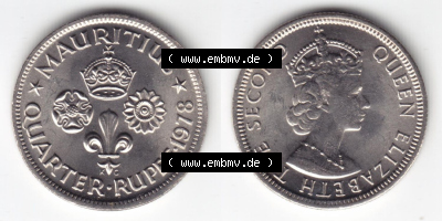 Münzen aus Afrika Mauritius Umlaufmünze 1960-1978, 0,25 Quarter Rupie 1978 (3) Sammlung
