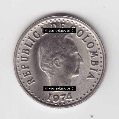 Münzen aus Amerika Kolumbien / Columbia Umlaufmünze 1974, 20 Centavos (2) Sammlung