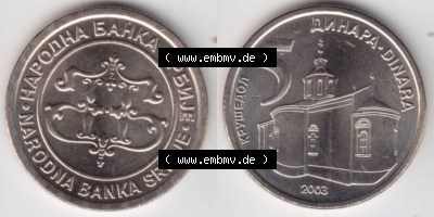 Münzen Serbien Eurovorläufer, Umlaufmünze vor Euroeinführung 2003-2003, 5 Dinara (3) Sammlung