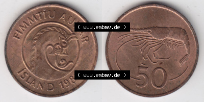 Münzen Island Eurovorläufer, Umlaufmünze vor Euroeinführung 1981-1981, 50 Aurar 1981 (3) Sammlung