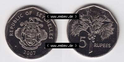 Münzen aus Afrika Seychellen / Seychelles Umlaufmünze 1982-2010, 5 Rupien, Rupees 2007 (3) Sammlung