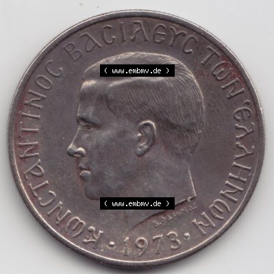 Münzen Griechenland Eurovorläufer, Umlaufmünze vor Euroeinführung 1973, 5 Apaxmai, Drachmen. Rückseite einer Münze aus Griechenland in Europa als... Sammlung
