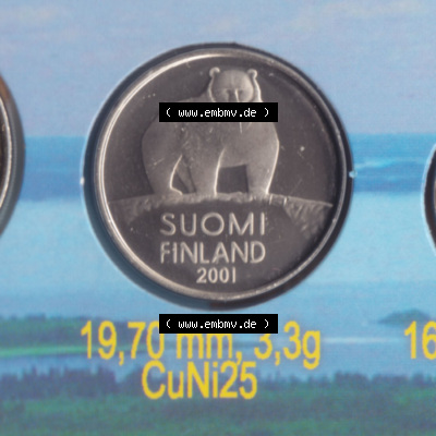 Münzen Finnland / SUOMI Eurovorläufer, Umlaufmünze vor Euroeinführung 2001, 50 Penni, Penniä. Rückseite einer Münze aus... Sammlung