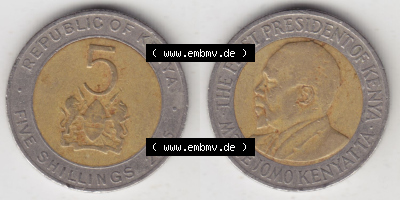 Münzen aus Afrika Kenia / Kenya Umlaufmünze 2005-2009, 5 Schilling - Shillings 2005 (3) Sammlung
