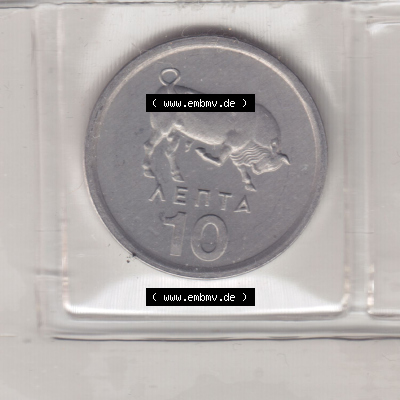 Münzen Griechenland Eurovorläufer, Umlaufmünze vor Euroeinführung 1976, 10 Lepta. Vorderseite einer Münze aus Griechenland... Sammlung