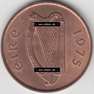 Münzen Irland Eurovorläufer, Umlaufmünze vor Euroeinführung 1971-1988, 2 Pence 1975 (1) Sammlung