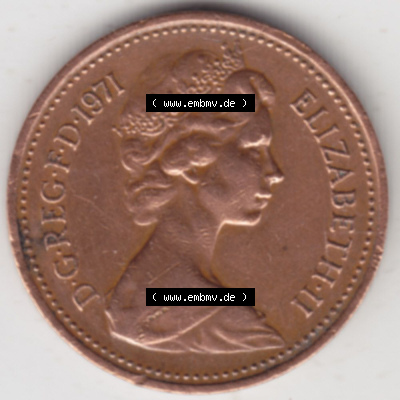 Münzen Großbritannien Eurovorläufer, Umlaufmünze vor Euroeinführung 1971-1981, 1 New Penny (2) Sammlung