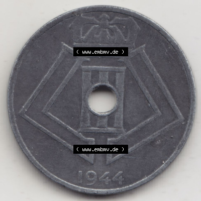 Münzen Belgien Eurovorläufer, Umlaufmünze vor Euroeinführung 1942-1946, 25 Centimes 1944 Belgie - Belgique (2) Sammlung
