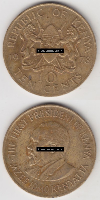 Münzen aus Afrika Kenia / Kenya Umlaufmünze 1969-1978, 10 Cent 1978 (4) Sammlung