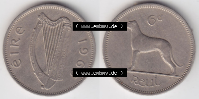 Münzen Irland Eurovorläufer, Umlaufmünze vor Euroeinführung 1942-1969, 6 Pence 1963 (3) Sammlung