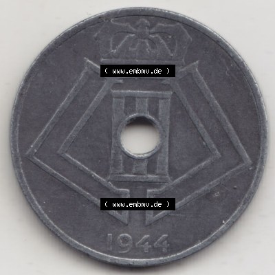 Münzen Belgien Eurovorläufer, Umlaufmünze vor Euroeinführung 1942-1946, 25 Centimes 1944 Belgie - Belgique (2) Sammlung