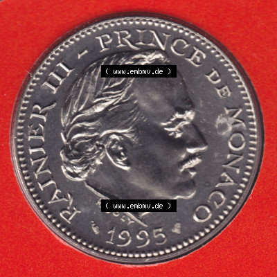 Münzen Monaco / Mu̍negu Eurovorläufer, Umlaufmünze vor Euroeinführung 1971-1995, 5 Francs 1995 (1) Sammlung