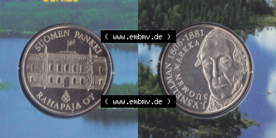 Münzen Finnland / SUOMI Eurovorläufer, Umlaufmünze vor Euroeinführung 2001, Kursmünzensatz-Medaille. Rückseite und Vorderseite... Sammlung
