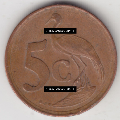 Münzen aus Afrika Südafrika / South Africa Umlaufmünze 1996-2000, 5 Cent 1997 (1) Sammlung