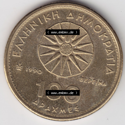 Münzen Griechenland Eurovorläufer, Umlaufmünze vor Euroeinführung 1990, 100 Apaxmee, Drachmen. Vorderseite einer Münze aus... Sammlung