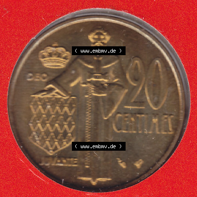 Münzen Monaco / Mu̍negu Eurovorläufer, Umlaufmünze vor Euroeinführung 1962-1995, 20 Centimes 1995 (2) Sammlung