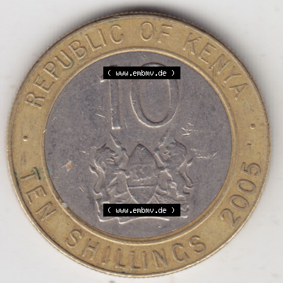 Münzen aus Afrika Kenia / Kenya Umlaufmünze 2005-2009, 10 Schilling - Shillings 2005 (1) Sammlung