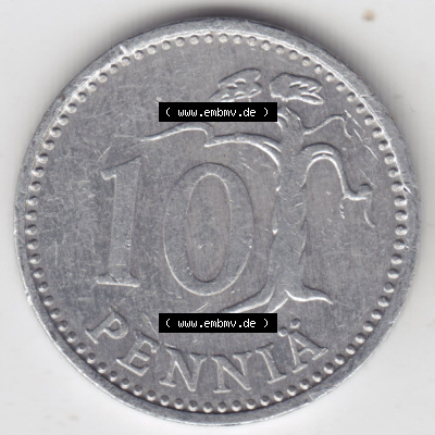 Münzen Finnland / SUOMI Eurovorläufer, Umlaufmünze vor Euroeinführung 1983-1990, 10 Penniä. Vorderseite einer Münze aus... Sammlung